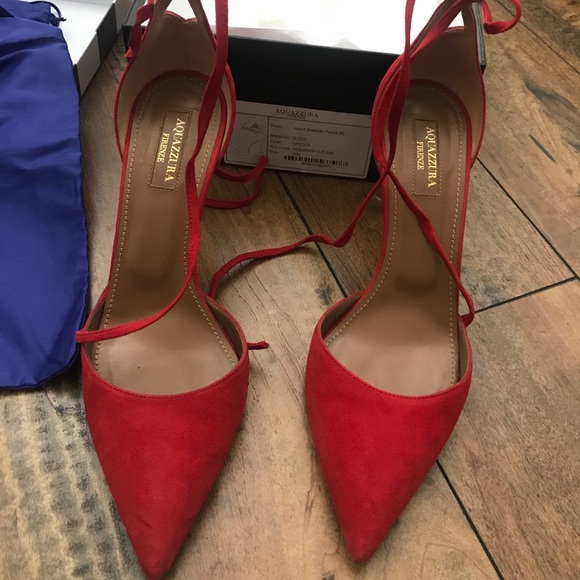 Aquazzura Shoes - Aquazzura Heart Breaker Pump - Suede Lipstick